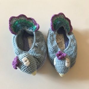 Peacock infant booties. Like new!